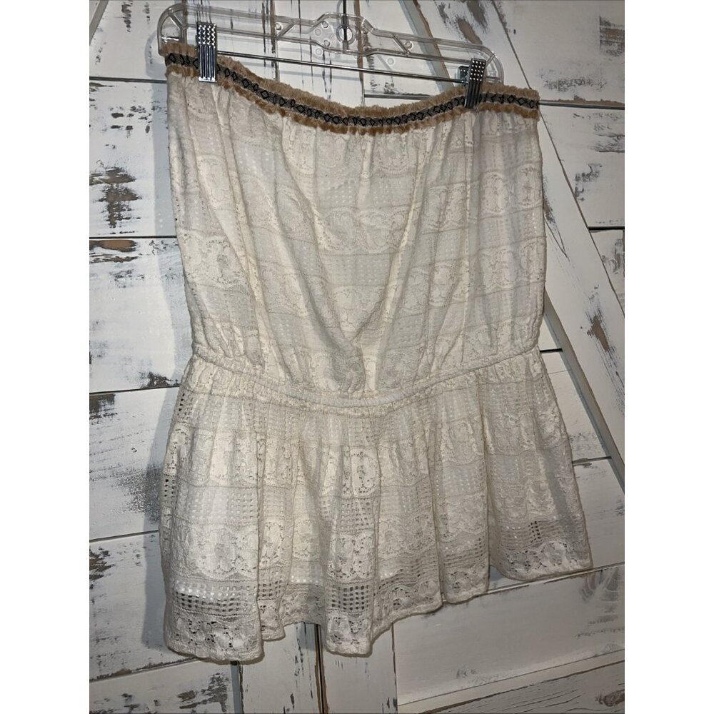 Anthropologie Verb Pallavi Singhee Lace Fringe Lattice Tube Sleeveless Top XL